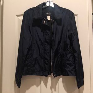 Navy jacket with silver zip up front